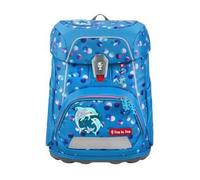 Step by Step Schulranzen-Set FIT „Dolphin Finja“ 5-teilig, blau, Delfin-Design, ergonomischer Tornister mit Reflektoren, höhenverstellbar mit Hüftgurt für Mädchen ab der 1. Klasse, 19L