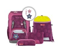 Step by Step GIANT Schulranzen-Set „Glamour Star Astra“, 5-teilig, beere, ergonomischer Tornister mit Reflektoren, höhenverstellbar mit Hüft- und Brustgurt, für Mädchen ab der 1. Klasse, 23 Liter