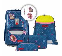 Step by Step Giant Schulranzen-Set „Horse Lima“, 5-teilig, blau, ergonomischer Tornister mit Reflektoren, höhenverstellbar mit Hüft- und Brustgurt, für Mädchen ab der 1. Klasse, 23 Liter