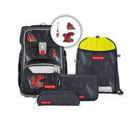 Step by Step Giant Schulranzen-Set „Dragon Drako“, 5-teilig, rot, ergonomischer Tornister mit Reflektoren, höhenverstellbar mit Hüft- und Brustgurt, für Jungen ab der 1. Klasse, 23 Liter