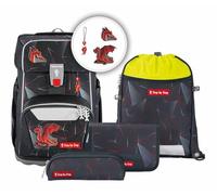 Step by Step Giant Schulranzen-Set „Dragon Drako“, 5-teilig, rot, ergonomischer Tornister mit Reflektoren, höhenverstellbar mit Hüft- und Brustgurt, für Jungen ab der 1. Klasse, 23 Liter