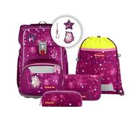 Step by Step Giant Schulranzen-Set „Sweet Unicorn Nuala“, 5-teilig, rosa, ergonomischer Tornister mit Reflektoren, höhenverstellbar mit Hüft- und Brustgurt, für Mädchen ab der 1. Klasse, 23 Liter