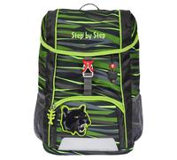 Step by Step Rucksack-Set Kid „Wild Cat Chiko“, mit Sitzkissen, ergonomischer Mini-Ranzen mit höhenverstellbarem Brustgurt, für Kindergarten, Vorschule und Freizeit, 13 l, grau-grün-schwarz