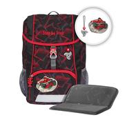 Step by Step Rucksack-Set Kid „Ninja Yuma“, mit Sitzkissen, ergonomischer Mini-Ranzen mit höhenverstellbarem Brustgurt, für Kindergarten, Vorschule und Freizeit, 13 l, rot-schwarz