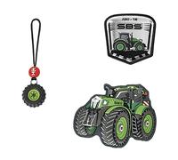 Step by Step Magic Mags Green Tractor Fred“, 3-teilig, 2 Magnet-Applikationen und 1 Anhänger, als Ergänzung für den Schulranzen oder Vorschulrucksack, für Jungen