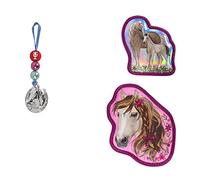 Step by Step Magic MAGS „Horse Lima“, 3-teilig, 2 Magnet-Applikationen und 1 Anhänger, Ergänzung für Schulranzen oder Vorschulrucksack, beige-blau-braun-rosa-weiß