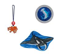 Step by Step Magic Mags „Manta Rio“, 3-teilig, 2 Magnet-Applikationen und 1 Anhänger, Unterwasserwelt passend zum Schulranzen oder Vorschulrucksack
