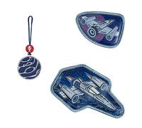 Step by Step Magic MAGS Reflect „Star Shuttle Elio“, 3-teilig, reflektierendes Motiv, 2 Magnet-Applikationen und 1 Anhänger, Ergänzung für Schulranzen oder Rucksack, blau-grau