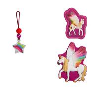 Step by Step Magic MAGS Schleich bayala® Regenbogeneinhorn, rosa, 3-TLG, 2 Magnet-Applikationen & 1 Anhänger,