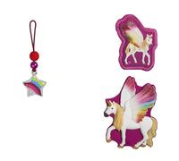 Step by Step Magic MAGS Schleich bayala® Regenbogeneinhorn, rosa, 3-TLG, 2 Magnet-Applikationen & 1 Anhänger,