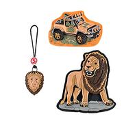 Step by Step Magic Mags Schleich® Wild Life „Lion“, 3-teilig, 2 Magnet-Applikationen und 1 Anhänger, als Ergänzung für den Schulranzen oder Vorschulrucksack, für Jungen