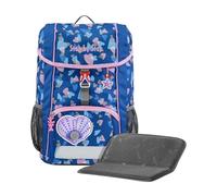 Step by Step Rucksack-Set Kid Reflect „Seashell Pearl“, blau-rosa, mit Sitzkissen, ergonomischer Mini-Ranzen mit höhenverstellbarem Brustgurt, für Kindergarten, Vorschule und Freizeit, 13 l