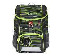 Step by Step Rucksack-Set Kid „Wild Cat Chiko“, mit Sitzkissen, ergonomischer Mini-Ranzen mit höhenverstellbarem Brustgurt, für Kindergarten, Vorschule und Freizeit, 13 l, grau-grün-schwarz