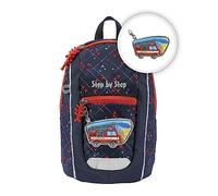 Step by Step Rucksack-Set KIGA MINI „Fire Truck Finn“, rot - schwarz, ergonomischer Rucksack, höhenverstellbaren Brustgurt, für Kindergarten, Kinderkrippe & Kita, ab 12 M+, Kleinkinder, 6l