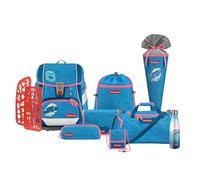 Step by Step Schulranzen-Set 2IN1 Plus „Dolphin Pippa“, 10-teilig, blau, ergonomischer 19L Tornister, höhenverstellbar mit Hüft- und Brustgurt für Mädchen ab der 1. Klasse, inkl. Zubehör