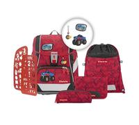 Step by Step Schulranzen-Set 2IN1 Plus „Monster Truck Rocky“ 6-teilig, ergonomischer Tornister, höhenverstellbar mit Hüftgurt, für die Grundschule, ab der 1. Klasse, 19L, rot