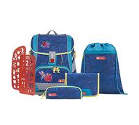 Step by Step Schulranzen-Set 2IN1 PLUS REFLECT „Rainbow Colibri“ 6-teilig, blau, Blumen-Design, ergonomischer Tornister mit Reflektoren, höhenverstellbar mit Hüftgurt für Mädchen ab der 1. Klasse, 19L