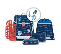 Step by Step Schulranzen-Set 2IN1 Plus „Soccer Lars“ 6-teilig, ergonomischer Tornister, höhenverstellbar mit Hüftgurt, für die Grundschule, ab der 1. Klasse, 19L, blau, Fußball-Design
