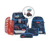 Step by Step Schulranzen-Set 2IN1 Plus „Tractor Freddy“ 6-teilig, blau, Traktor-Design, ergonomischer Tornister mit Reflektoren, höhenverstellbar mit Hüftgurt für Jungen ab der 1. Klasse, 19L