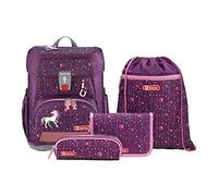 Step by Step Schulranzen-Set Cloud „Dreamy Unicorn Nuala“ 5-teilig, lila, Einhorn-Design, ergonomischer Tornister mit Reflektoren, höhenverstellbar mit Hüftgurt für Mädchen ab der 1. Klasse, 19L