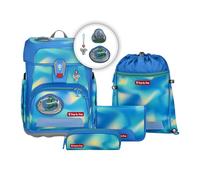 Step by Step Schulranzen-Set Cloud Flash „Ninja Zazu“ 5-teilig, blau, Schmetterling, ergonomischer Tornister mit Reflektoren, höhenverstellbar mit Hüftgurt für Jungen ab der 1. Klasse, 19L