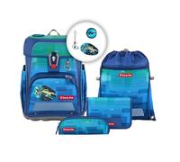 Step by Step Schulranzen-Set Cloud Ocean Space Craft Spike, 5-teilig, gelb-blau, Raumschiff, ergonomischer Tornister mit Reflektoren, höhenverstellbar, Hüftgurt, 1. bis 4. Klasse, 19l