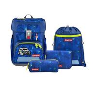 Step by Step Schulranzen-Set Cloud „Police Truck Charly“ 5-teilig, blau, Polizei-Design, ergonomischer Tornister mit Reflektoren, höhenverstellbar mit Hüftgurt für Jungen ab der 1. Klasse, 19L