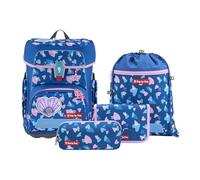 Step by Step Schulranzen-Set CLOUD REFLECT „Seashell Pearl“ 5-teilig, blau-rosa, Panther-Design, ergonomischer Tornister mit Reflektoren, höhenverstellbar mit Hüftgurt für Kinder ab der 1. Klasse, 19L