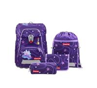 Step by Step Schulranzen-Set FIT „Pegasus Emily“ 5-teilig, lila, Pegasus-Design, ergonomischer Tornister mit Reflektoren, höhenverstellbar mit Hüftgurt für Mädchen ab der 1. Klasse, 19L