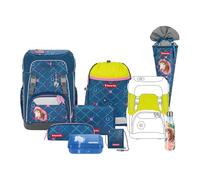 Step by Step Schulranzen-Set Giant „Horse Lima“, 10-teilig, blau, ergonomischer 23L Tornister, höhenverstellbar mit Hüft- und Brustgurt, inkl. Trinkflasche für Mädchen ab der 1. Klasse