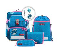 Step by Step Schulranzen-Set SPACE „Dolphin Pippa“ 5-teilig, ergonomischer Tornister, höhenverstellbar mit Hüftgurt, für die Grundschule, ab der 1. Klasse, 20L, blau-türkis, Delfin-Design