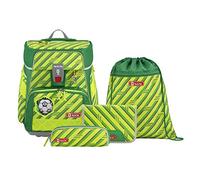 Step by Step Schulranzen-Set Space NEON „Funky Soccer“ 5-teilig, gelb-grün, neonfarben, ergonomischer Tornister mit Reflektoren, höhenverstellbar mit Hüftgurt, ab der 1. Klasse, 20L