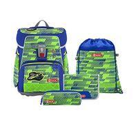 Step by Step Schulranzen-Set Space NEON Star Catcher Juno, 5-teilig, grün-blau, ergonomischer Tornister mit Reflektoren, höhenverstellbar mit Hüftgurt, für die 1. bis 4. Klasse, 20L