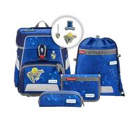 Step by Step Schulranzen-Set Space Playmobil „Novelmore Arwynn“ 5-teilig, ergonomischer Tornister, höhenverstellbar mit Hüftgurt, für die Grundschule, ab der 1. Klasse, 20L, blau, Novelmore-Design