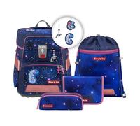 Step by Step Schulranzen-Set SPACE REFLECT „Star Seahorse Zoe“ 5-teilig, ergonomischer Tornister, Reflektoren, höhenverstellbar, Hüftgurt, Grundschule, 1. Klasse, 20L, lila-schwarz, Seepferd-Design