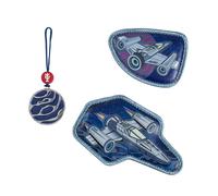 Step by Step Magic MAGS Reflect „Star Shuttle Elio“, 3-teilig, reflektierendes Motiv, 2 Magnet-Applikationen und 1 Anhänger, Ergänzung für Schulranzen oder Rucksack, blau-grau
