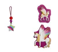Step by Step Magic MAGS Schleich bayala® Regenbogeneinhorn, rosa, 3-TLG, 2 Magnet-Applikationen & 1 Anhänger,