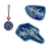 Step by Step Magic MAGS Reflect „Star Shuttle Elio“, 3-teilig, reflektierendes Motiv, 2 Magnet-Applikationen und 1 Anhänger, Ergänzung für Schulranzen oder Rucksack, blau-grau