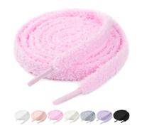 Stepace 2 Paar Flach Plüsch Schnürsenkel, 10mm Breit, Dicke Flauschige Schnürsenkel schuhbänder Ersatz für Turnschuhe, Freizeitschuhe, Stiefel Rosa 120