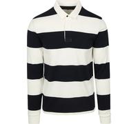 Steppin' Out Rugby Poloshirt Streifen Navy Weiß - Größe 3XL Dunkelblau 3XL