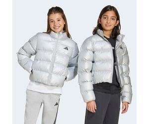 Steppjacke ADIDAS SPORTSWEAR "KUNSTDAUNEN GLAM FÜR KINDER", Jungen, Gr. 152, silber (silber metallic, schwarz reflective), Obermaterial: 100% Polyester. Wattierung: 100% Polyester, Jacken Steppjacke (