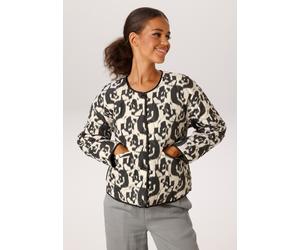 Steppjacke ANISTON CASUAL, Damen, Gr. 46, schwarz-weiß (hellbeige, schwarz), Steppware, Obermaterial: 100% Polyester. Futter: 100% Polyester, bedruckt, gemustert, lässig geschnitten hüftlang, Rundhals