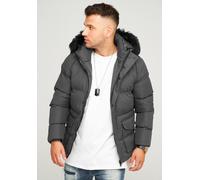 Rello & Reese Herren Jacke Winterjacke mit Kapuze Parka Winter-Mantel Steppjacke Puffer-Jacke ADLER_J10-Charcoal-M