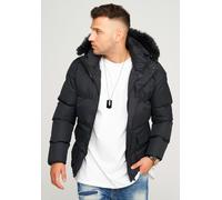 Rello & Reese Herren Jacke Winterjacke mit Kapuze Parka Winter-Mantel Steppjacke Puffer-Jacke ADLER_J10-Black-XL