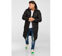 Steppjacke BEHYPE "LONGLINE ZIP PARKA", Herren, Gr. XL, schwarz, 100% Polyester, unifarben, normal, ohne Ausschnitt, Jacken Steppjacke, Steppjacke mit Kapuze (87801335-XL) schwarz