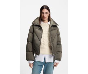 Steppjacke BOSS ORANGE "Padilena Premium Damenmode", Damen, Gr. 42, open grün 344, Web, Obermaterial: 100% Polyamid, unifarben, regular fit normal, elastischer Bund, Jacken Steppjacke, Regular Fit mit