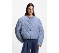 Steppjacke BOSS ORANGE "Paressa Premium Damenmode", Damen, Gr. 48, bright blau 431, Web, Obermaterial: 100% Polyamid, unifarben, normal, Jacken Steppjacke, Übergangsjacke mit Raffung an den Ärmeln (39