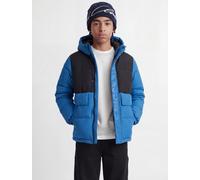 Steppjacke JACK & JONES JUNIOR "JCOSPEED PUFFER SN JNR", Jungen, Gr. 152, imperial blau detail:schwarz blocking, tone in tone print, Web, Obermaterial: 100% Polyester, unifarben mit Farbeinsatz, regul