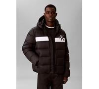 Steppjacke CALVIN KLEIN JEANS "NYLON COLORBLOCK PUFFER", Herren, Gr. XL, schwarz, Jacken Steppjacke, Regular fit mit abnehmbarer Kapuze (67080511-XL) schwarz
