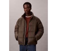 Steppjacke CALVIN KLEIN "LS MDWT NYLON CHNNL DOWN PUFFER", Herren, Gr. XL, braun (beluga), Web, Obermaterial: 100% Polyamid, unifarben, regular fit normal, Rundhals, eingesetzt gerader Abschluss, Jack